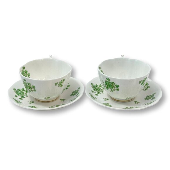 Royal Albert Teacup & Saucer Lot of 2 Bone China Shamrock Irish Ireland MCM UK - Picture 5 of 14